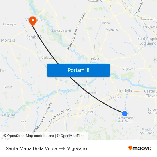Santa Maria Della Versa to Vigevano map