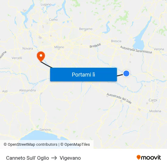 Canneto Sull' Oglio to Vigevano map