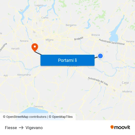 Fiesse to Vigevano map