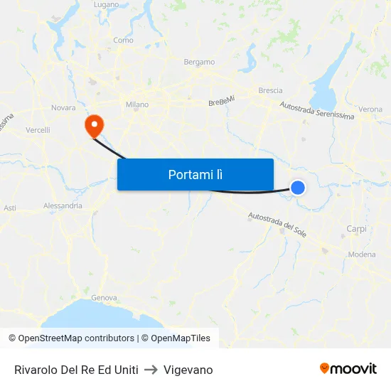 Rivarolo Del Re Ed Uniti to Vigevano map