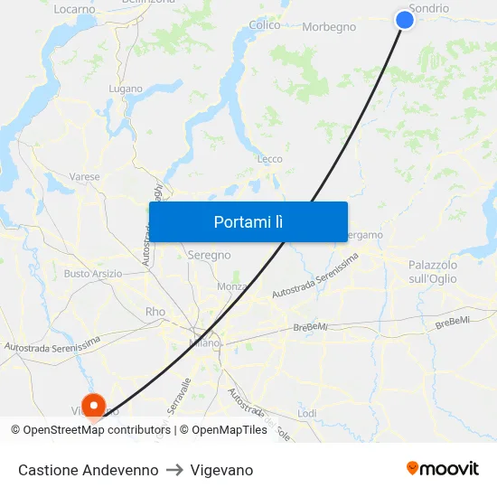 Castione Andevenno to Vigevano map