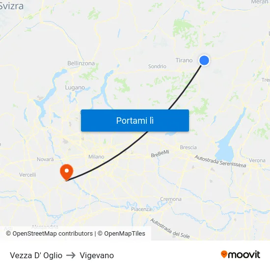 Vezza D' Oglio to Vigevano map