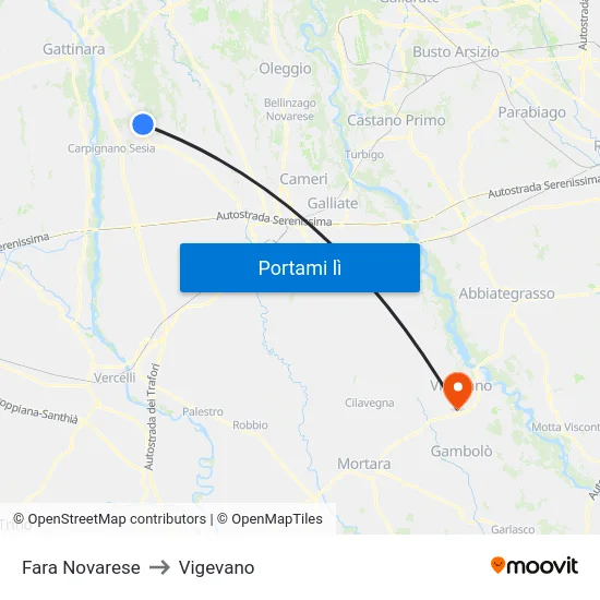 Fara Novarese to Vigevano map