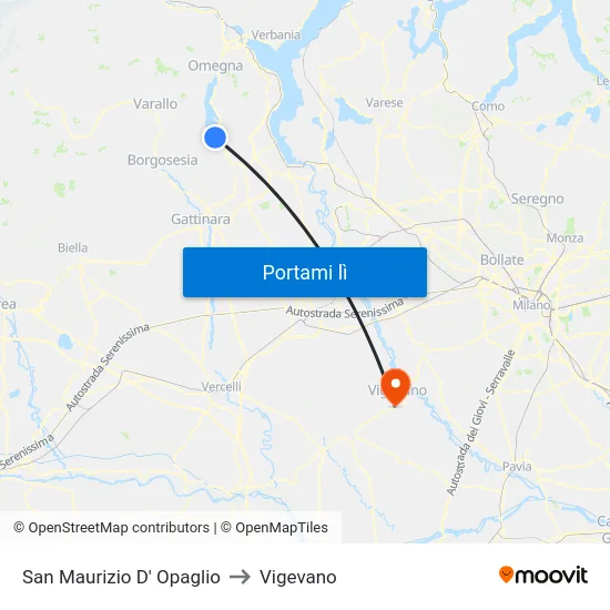 San Maurizio D' Opaglio to Vigevano map