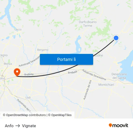 Anfo to Vignate map