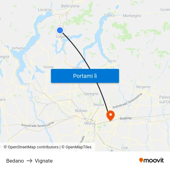 Bedano to Vignate map