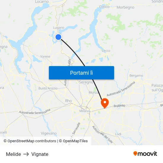 Melide to Vignate map