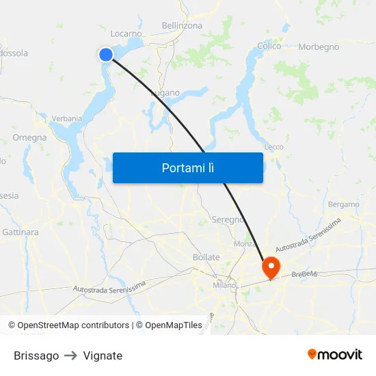 Brissago to Vignate map