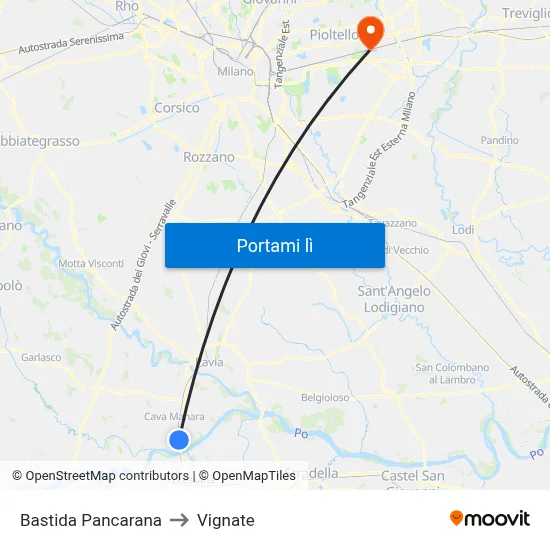 Bastida Pancarana to Vignate map