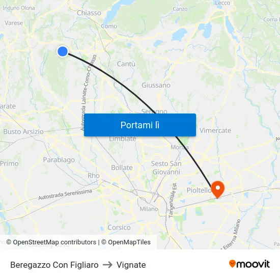 Beregazzo Con Figliaro to Vignate map