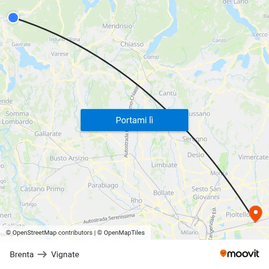 Brenta to Vignate map