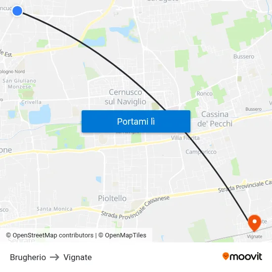 Brugherio to Vignate map