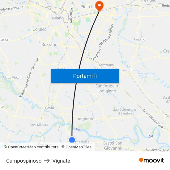 Campospinoso to Vignate map