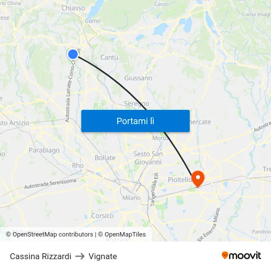 Cassina Rizzardi to Vignate map