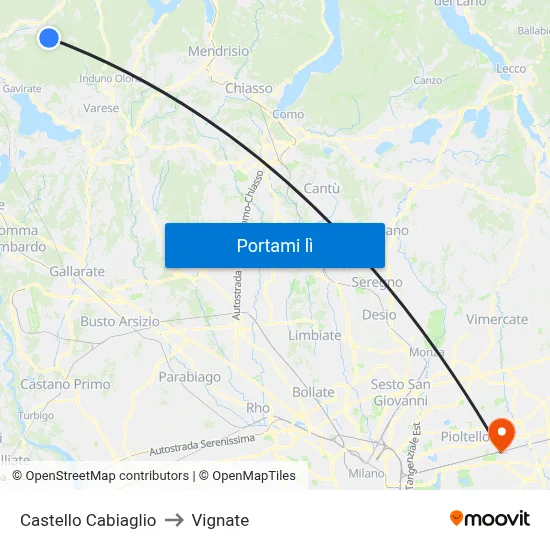 Castello Cabiaglio to Vignate map