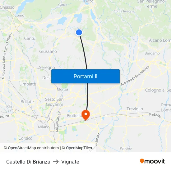 Castello Di Brianza to Vignate map