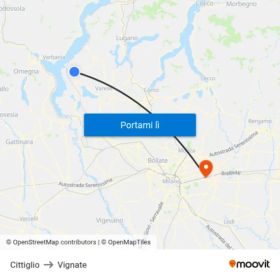Cittiglio to Vignate map