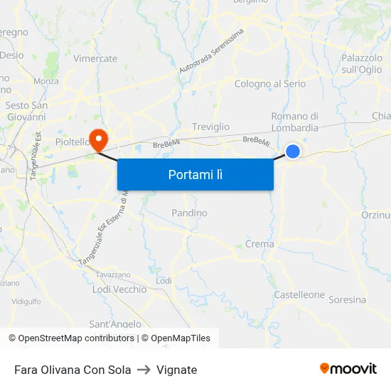 Fara Olivana Con Sola to Vignate map