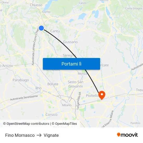 Fino Mornasco to Vignate map