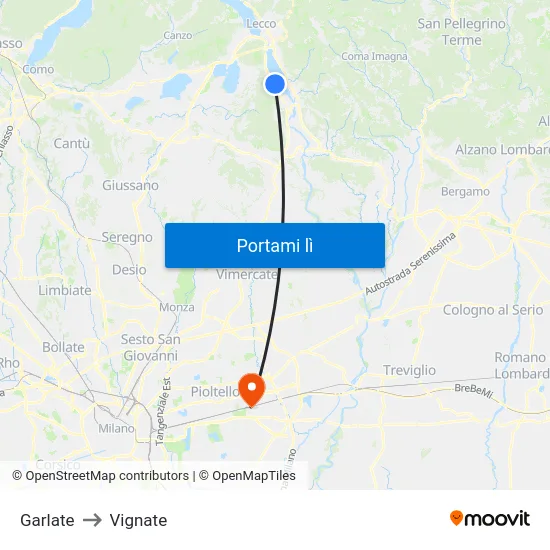 Garlate to Vignate map