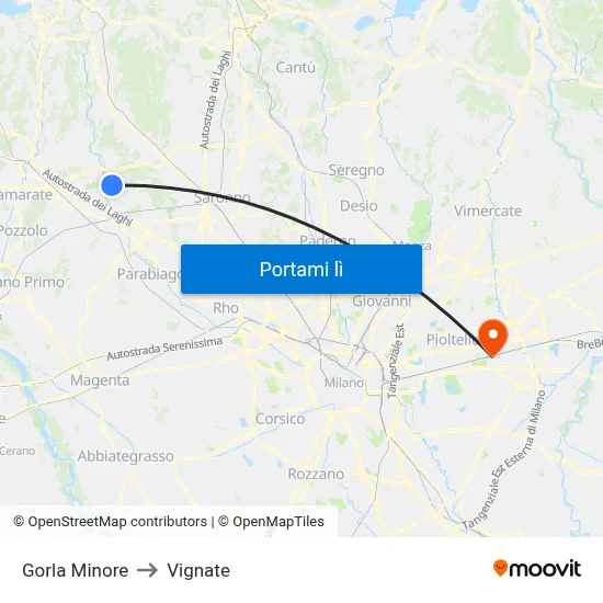 Gorla Minore to Vignate map