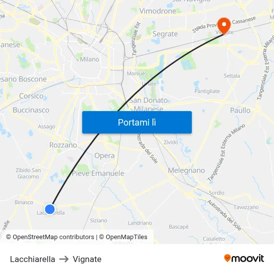 Lacchiarella to Vignate map