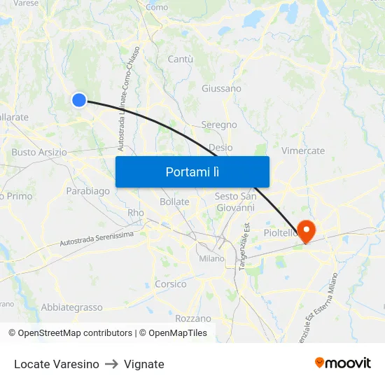 Locate Varesino to Vignate map