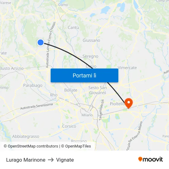 Lurago Marinone to Vignate map