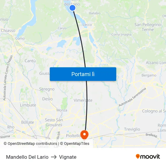 Mandello Del Lario to Vignate map