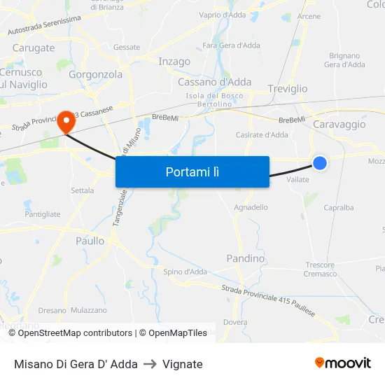 Misano Di Gera D' Adda to Vignate map