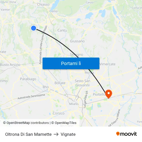 Oltrona Di San Mamette to Vignate map