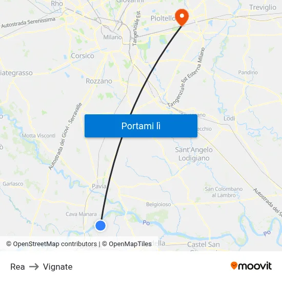 Rea to Vignate map