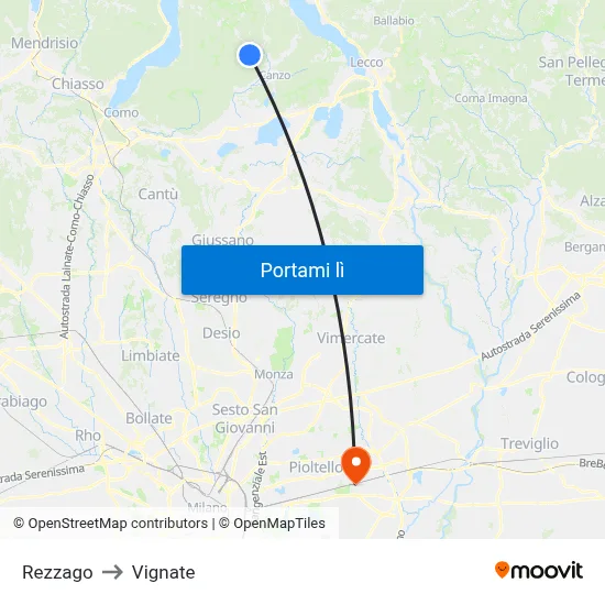 Rezzago to Vignate map