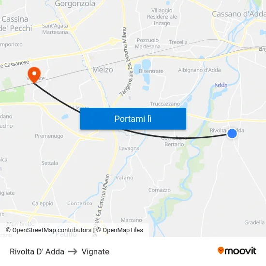 Rivolta D' Adda to Vignate map