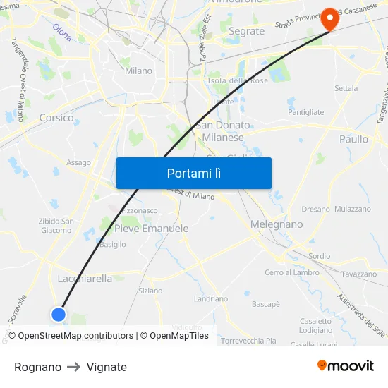 Rognano to Vignate map