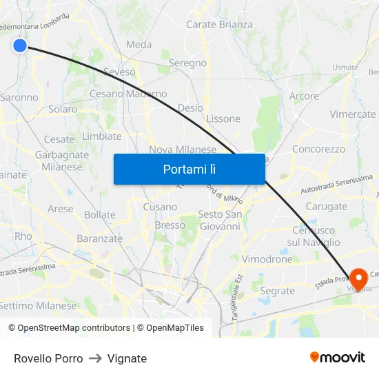 Rovello Porro to Vignate map
