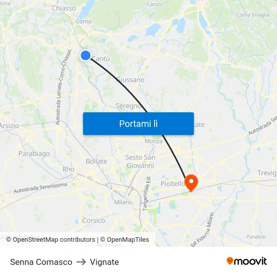 Senna Comasco to Vignate map
