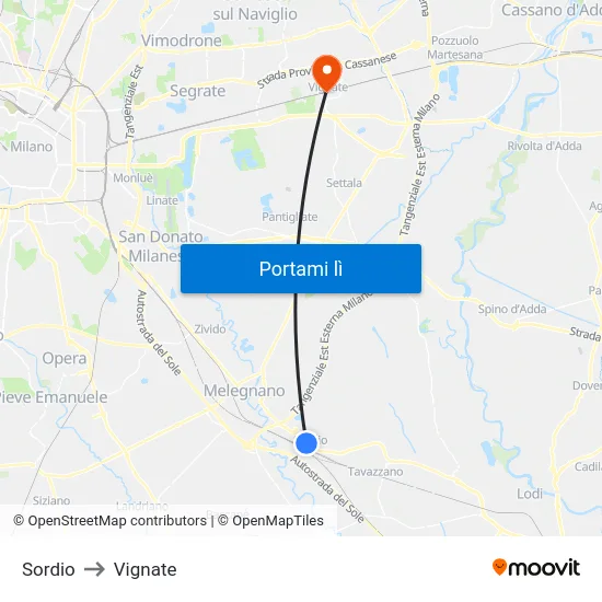 Sordio to Vignate map
