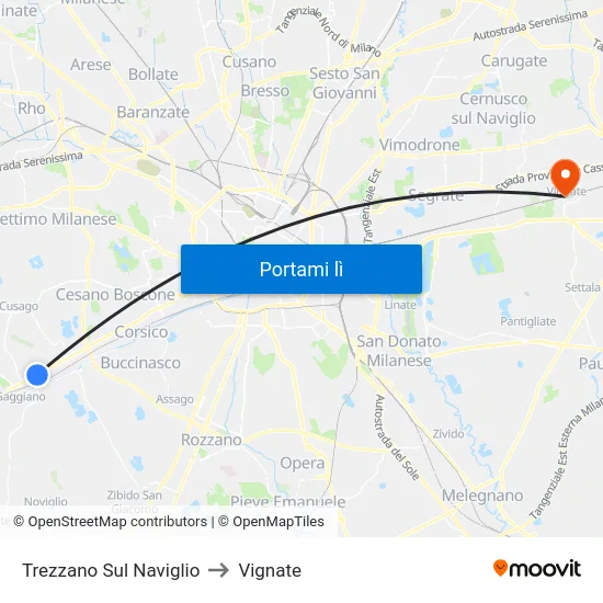 Trezzano Sul Naviglio to Vignate map