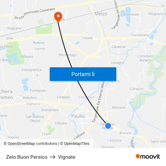 Zelo Buon Persico to Vignate map