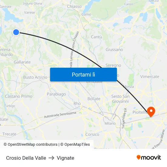 Crosio Della Valle to Vignate map