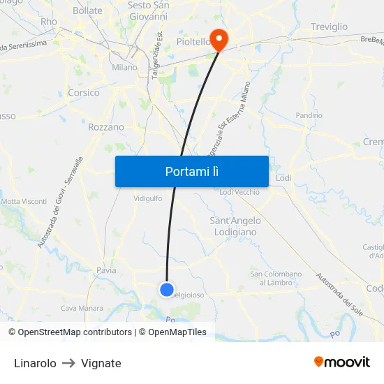Linarolo to Vignate map