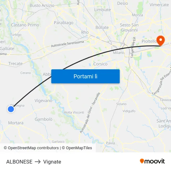 ALBONESE to Vignate map