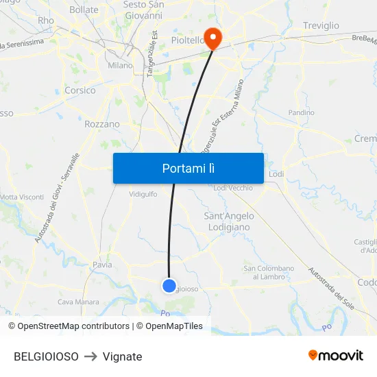 BELGIOIOSO to Vignate map