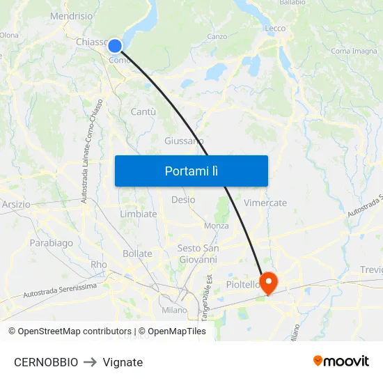 CERNOBBIO to Vignate map