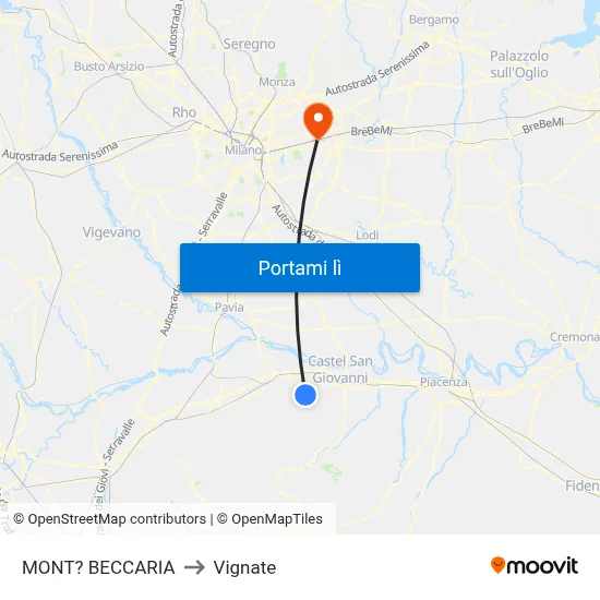 MONT? BECCARIA to Vignate map