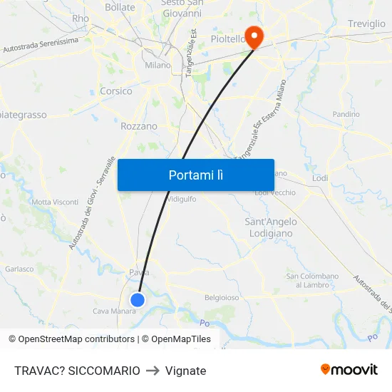 TRAVAC? SICCOMARIO to Vignate map