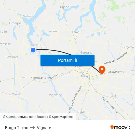 Borgo Ticino to Vignate map