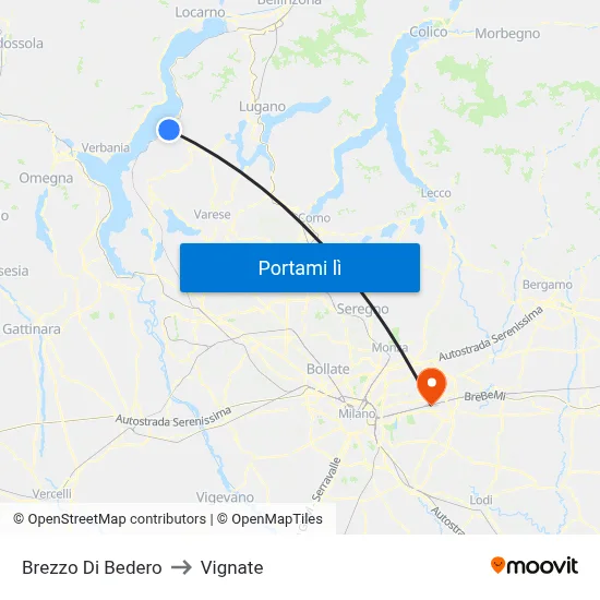Brezzo Di Bedero to Vignate map