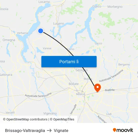 Brissago-Valtravaglia to Vignate map